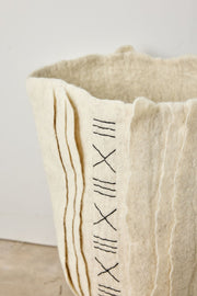 Zulu Hand-Felted Ivory Wool Floor Vase
