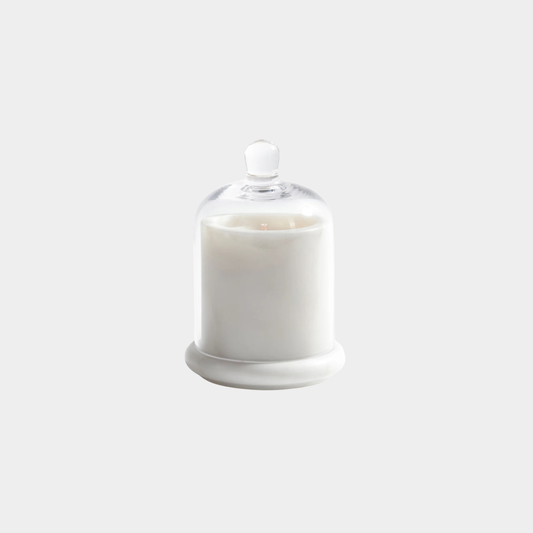 Marbella Scented Candle Jar with Cloche – White Marble