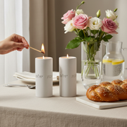 Elegant Shabbat Candle Holder Pair from Concrete - Flow Series