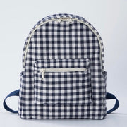 Embroidered Backpack- Navy Gingham