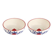 Anaar Bowl | Red Handpainted Stoneware Serving | 7 Inch (Set of 2)