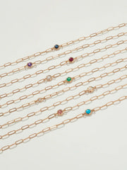 Classique Birthstone Paperclip Bracelet