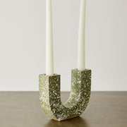 U-shaped Olive Terrazzo Taper Candle Holder