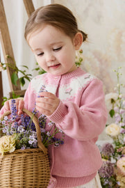 Annette Cardigan in Pink Flutter