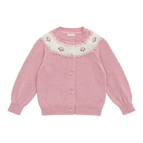 Annette Cardigan in Pink Flutter
