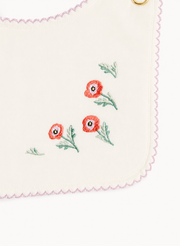 Classic Baby Bib - Embroidered Poppy