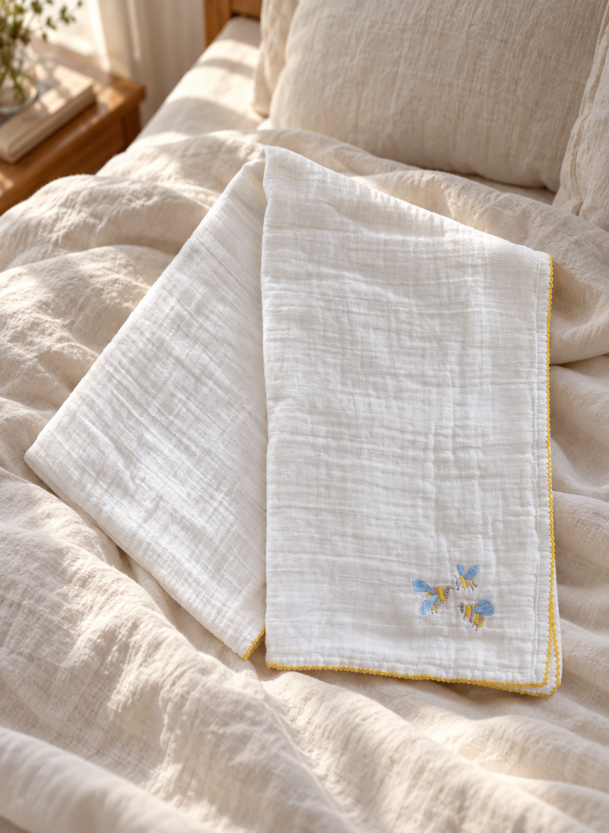 Shawl Blanket - Embroidered Bee