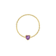 Birthstone Heart Chain Ring