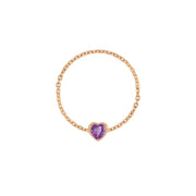 Birthstone Heart Chain Ring