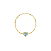 Birthstone Heart Chain Ring