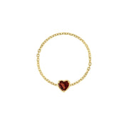 Birthstone Heart Chain Ring