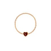 Birthstone Heart Chain Ring