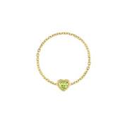 Birthstone Heart Chain Ring