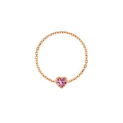 Birthstone Heart Chain Ring