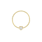 Birthstone Heart Chain Ring