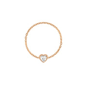 Birthstone Heart Chain Ring