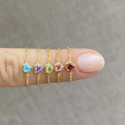 Birthstone Heart Chain Ring