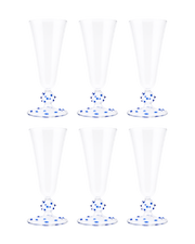 Blue Pom Champagne Flute - Set of Six by Issy Granger