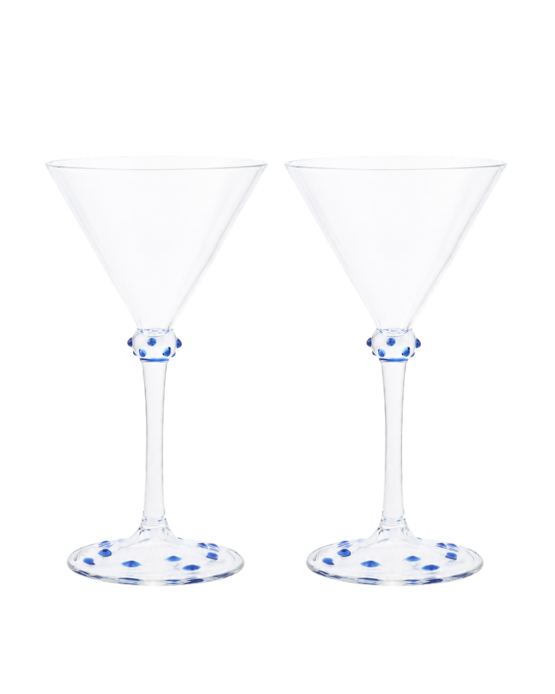 Blue Pom Martini Glass - Set of Two by Issy Granger