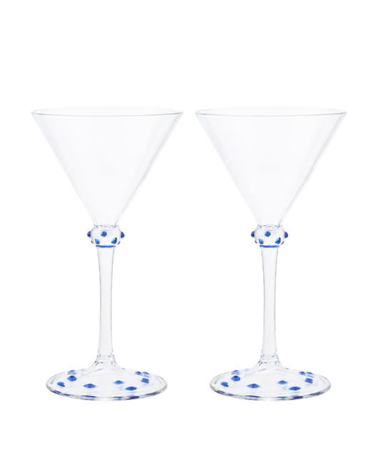 Blue Pom Martini Glass - Set of Two by Issy Granger