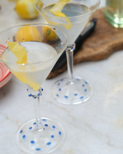 Blue Pom Martini Glass - Set of Two by Issy Granger