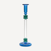 Bugle Glass Candle Holder - Blue & Teal