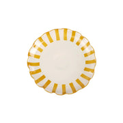Ceramic Stripe Cake Stand, Yellow  - 10 x 10 x 3.75 Inches