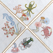 Hand Embroidered Marine Life Napkins 18" x 18" (Set of 4)