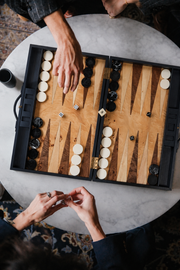 Geneva 19 in Backgammon Set - Marine Blue Leather