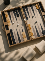 Geneva 19 in Backgammon Set - Taupe Leather