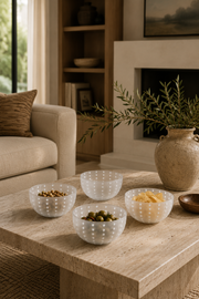 Portofino White Dot Condiment Frosted Glass Bowls (Set of 4)