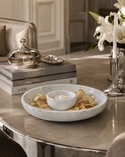 Roma White Marble Chip and Dip Bowl