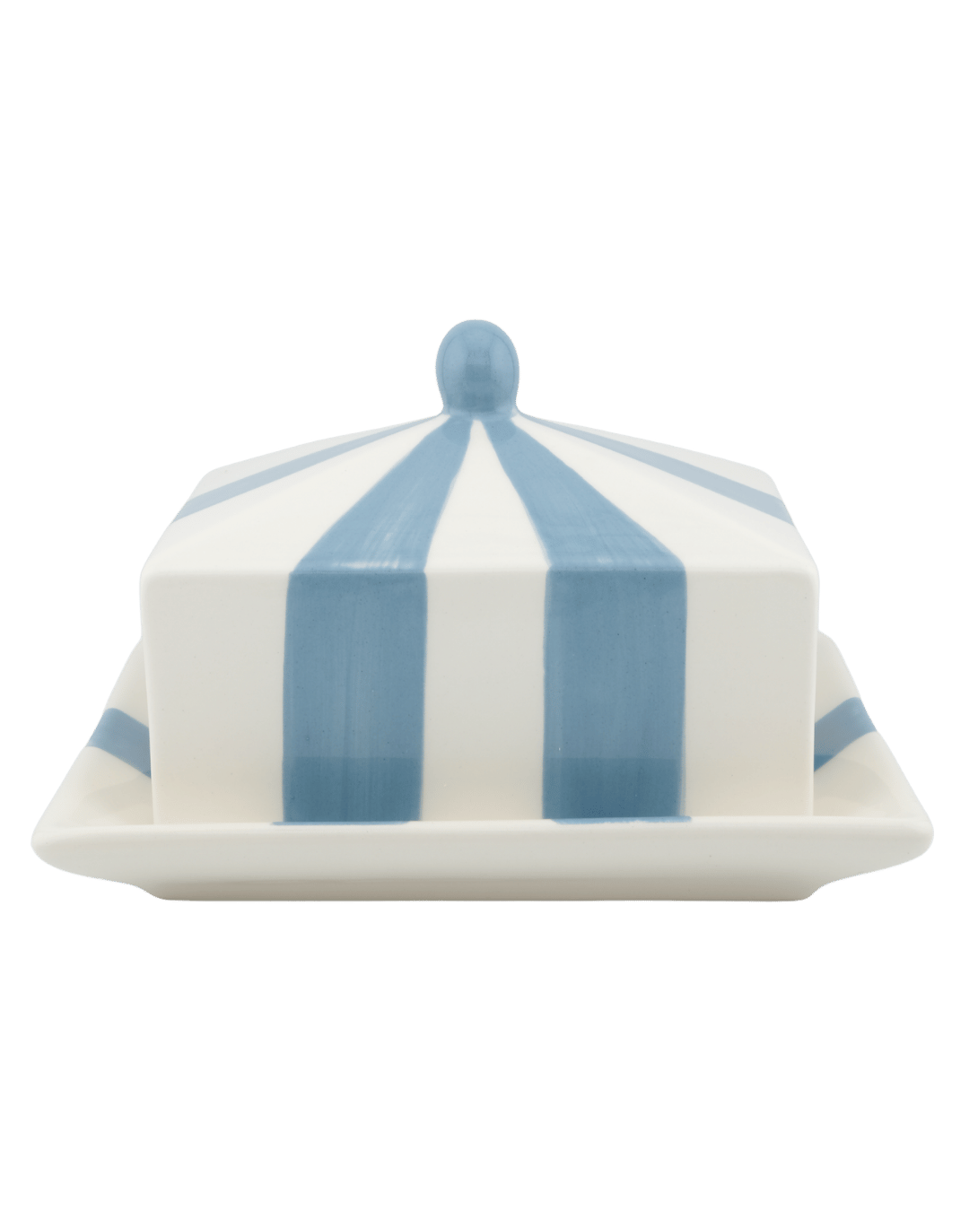 Circus Stripe Butter Dish - Blue