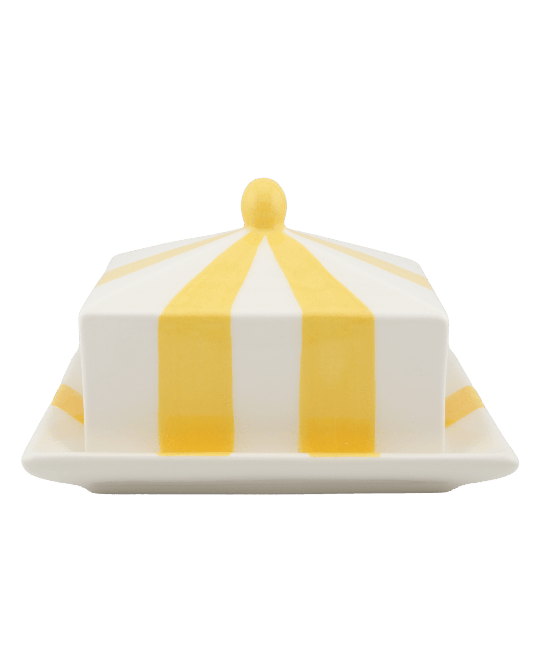 Circus Stripe Butter Dish - Yellow