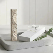 Terrazzo Mezuzah with Gold Engraving in Earthy Natural Tones – Wave Series