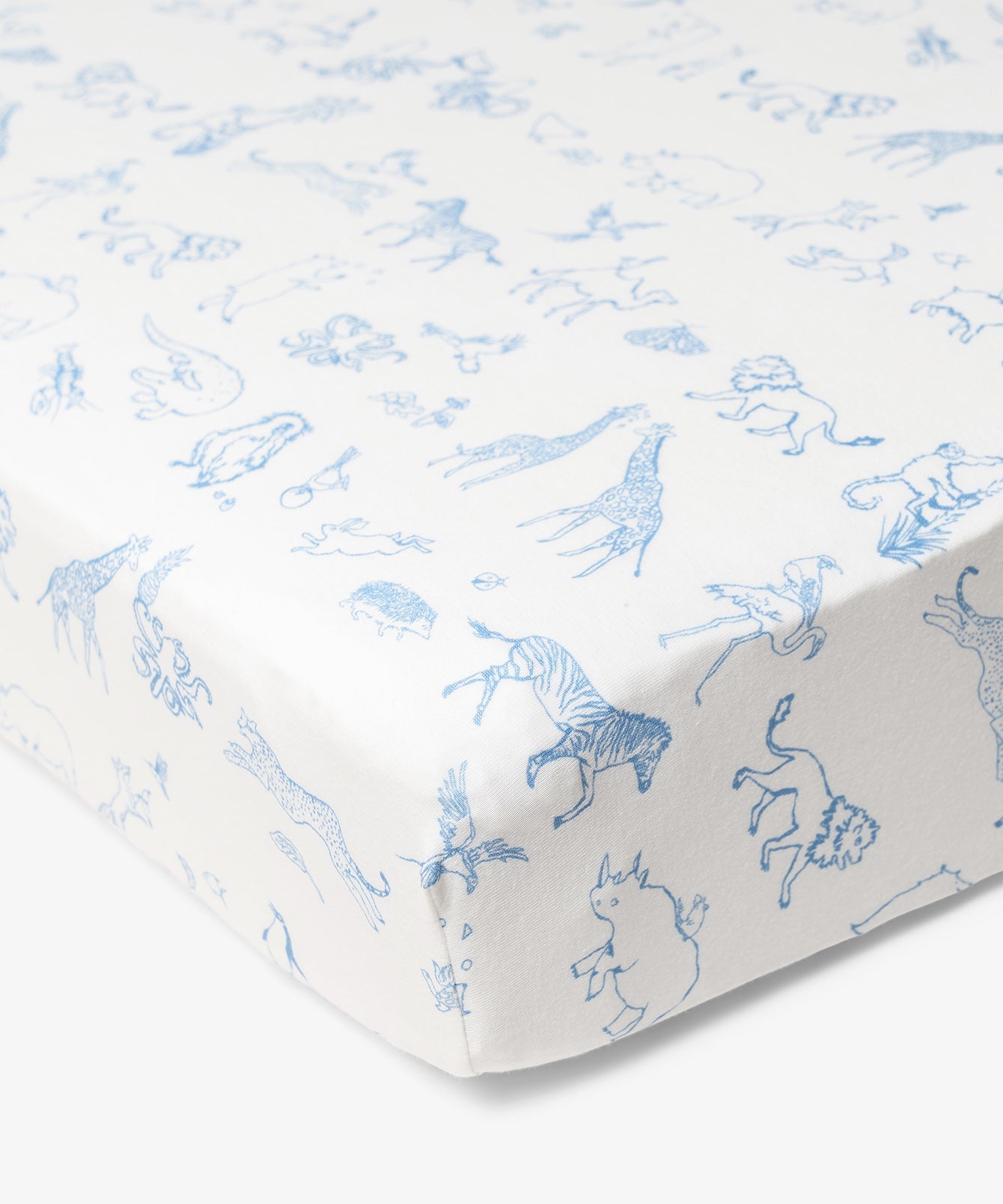 Crib Sheet, Blue Animal Parade