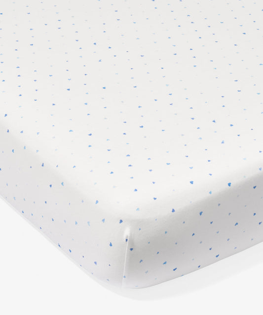 Crib Sheet, Blue Hearts