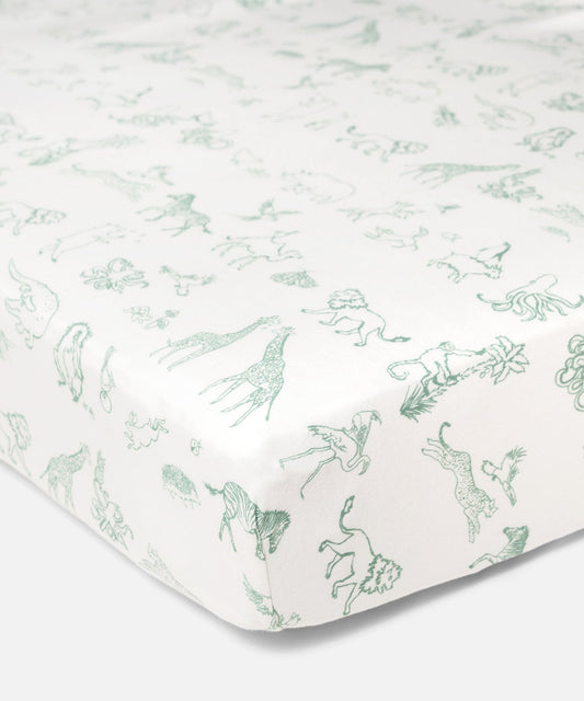 Crib Sheet, Seafoam Animal Parade
