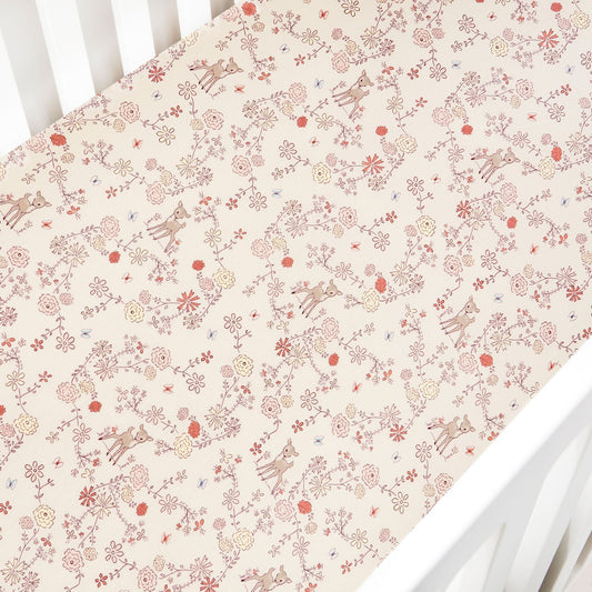 Into The Woodlands Crib Sheet - Ivory