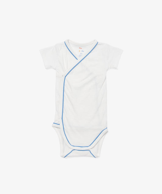 Crossbody Short Sleeve One-piece, Blue Piping