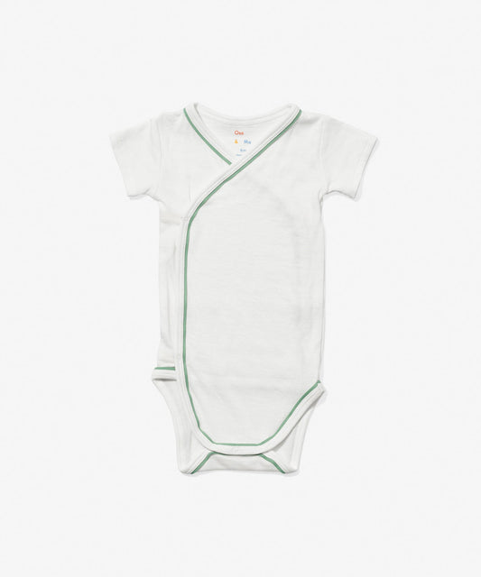 Crossbody Short Sleeve One-piece, Seafoam Piping