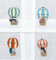 Hand Embroidered Balloon Safari Cocktail Napkins 6" x 6" (Set of 4)