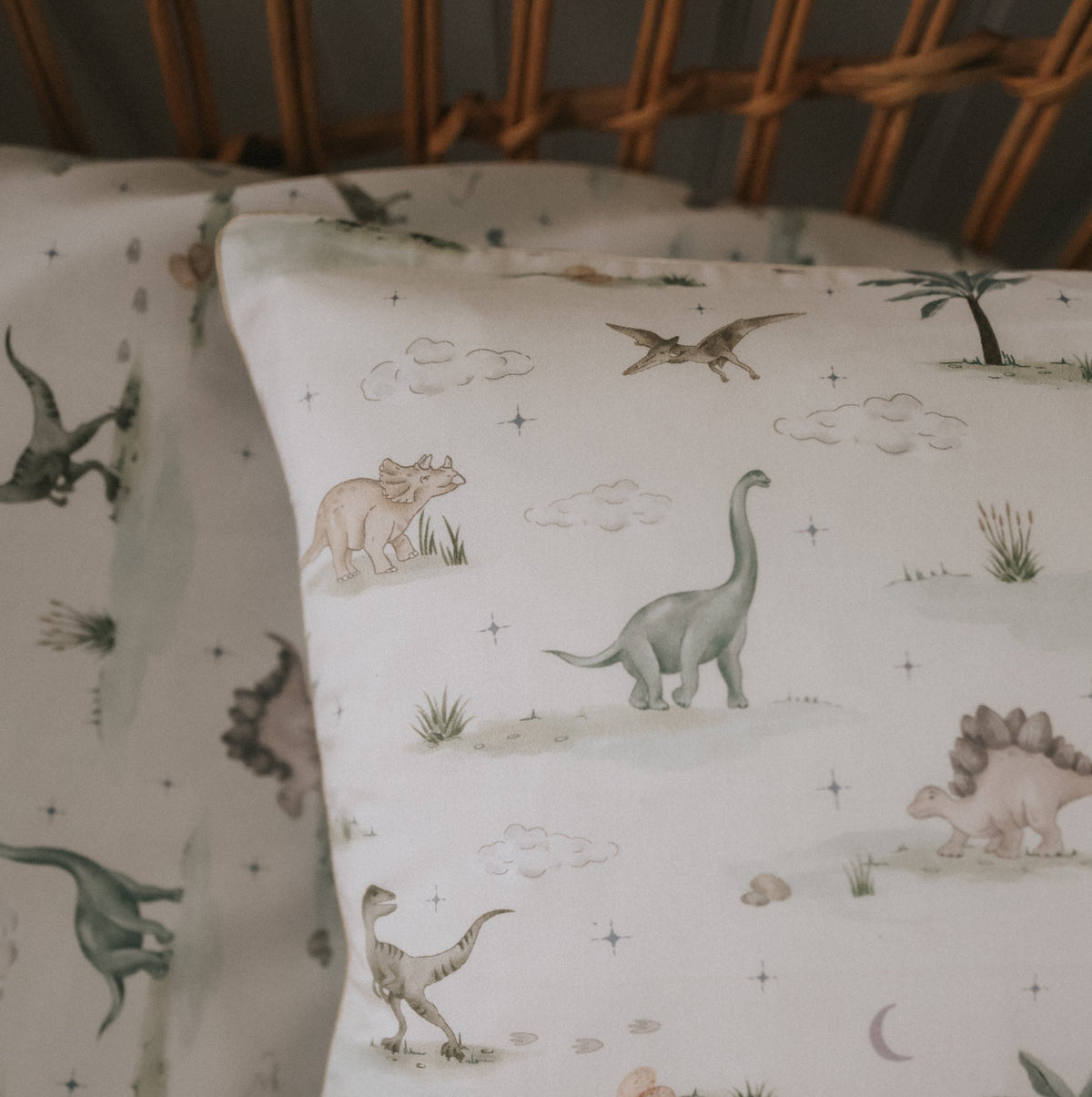 Dino Dreams Toddler Pillow - Sage