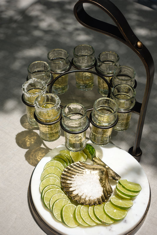 Tequilero 10-Piece Tequila Shot Set with Marble Cutting Board