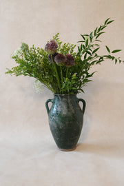 Antique Mediterranean Green Clay Vase