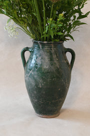 Antique Mediterranean Green Clay Vase