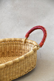 Pamela Handwoven Tray with Leather Handles