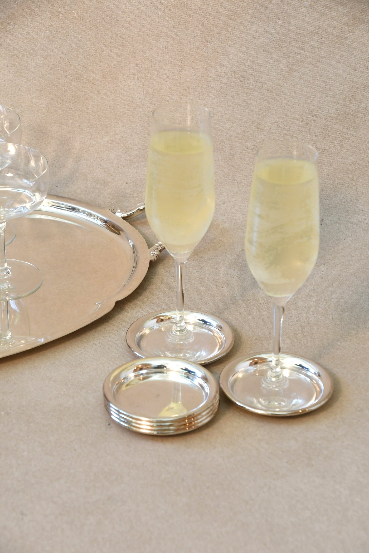 Vintage Christofle Silver Cocktail Coasters - Set of 6