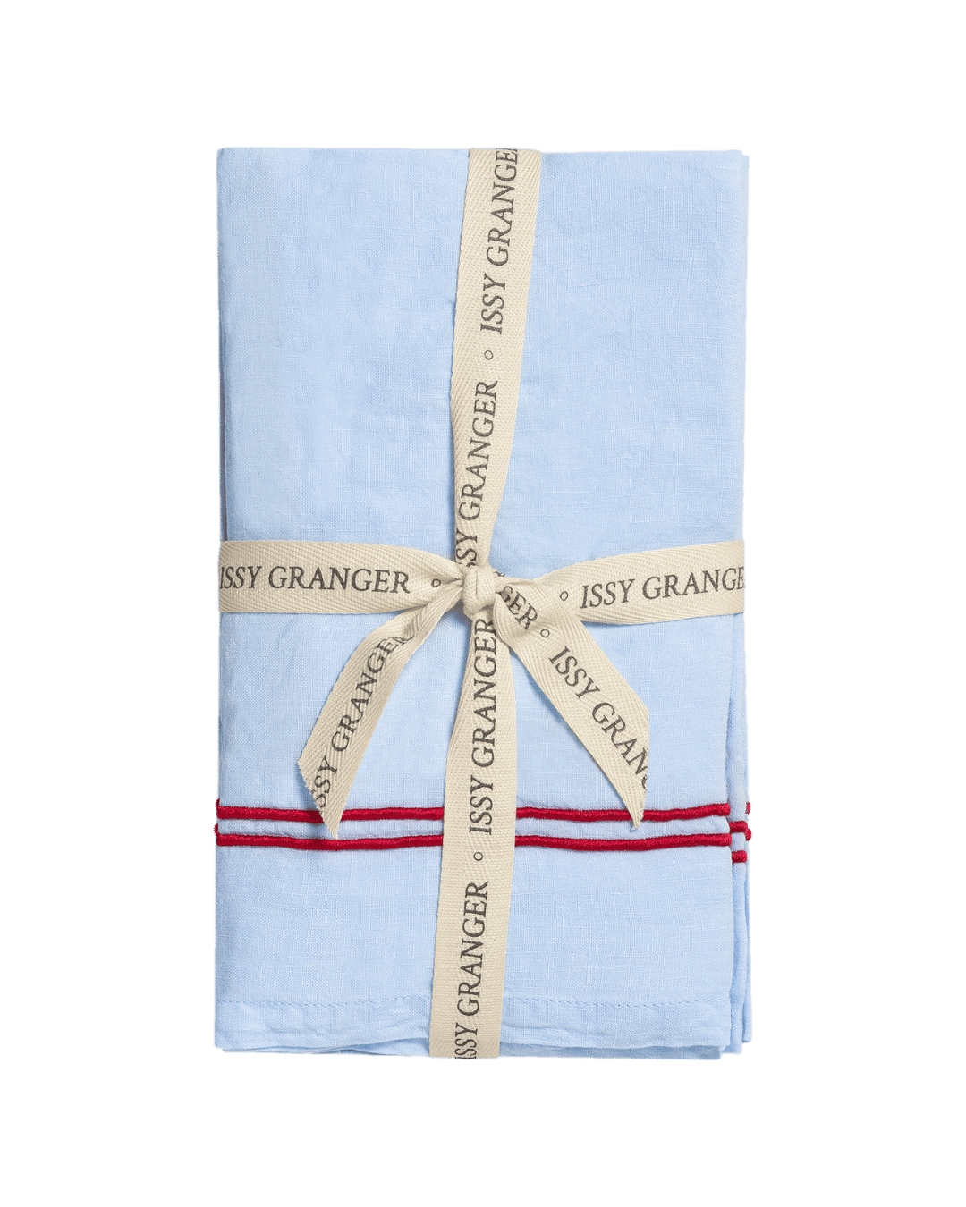 Blue Double Piped Linen Napkins - Set of Four