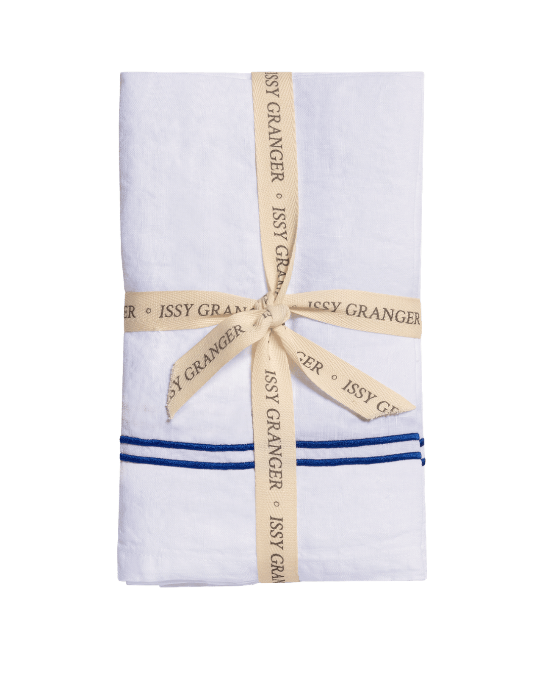 White Double Piped Linen Napkins - Set of Four